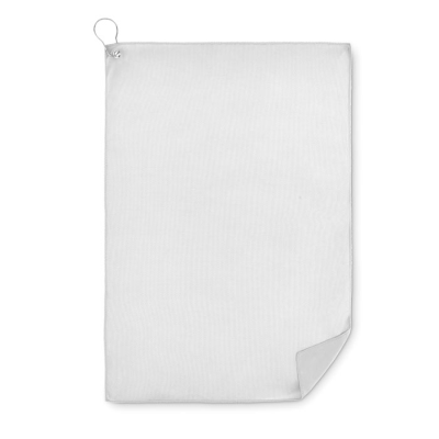 PET GOLF TOWEL with Hook Clip in White