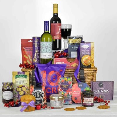 CHRISTMAS VELVET LUXURY BASKET FOC FULL COLOUR GIFT CARD