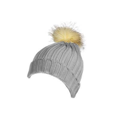 100% ACRYLIC DEEP RIBBED KNIT BEANIE in Grey
