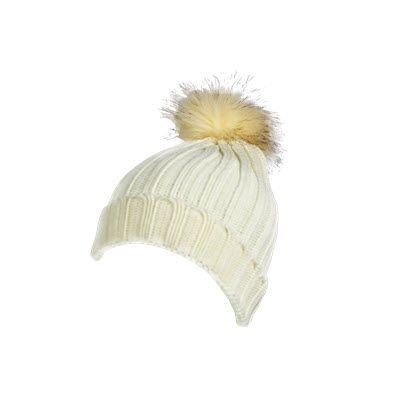 100% ACRYLIC DEEP RIBBED KNIT BEANIE in Natural
