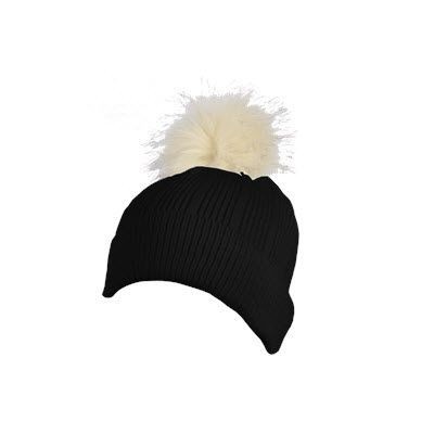 100% ACRYLIC FLAT RIBBED KNIT BEANIE in Black