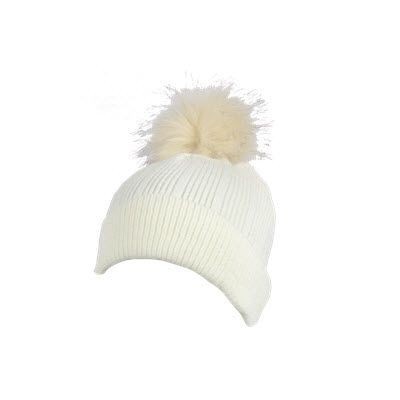 100% ACRYLIC FLAT RIBBED KNIT BEANIE in Natural