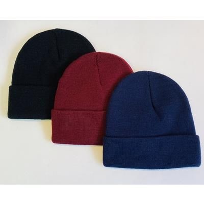 100% ACRYLIC KNITTED HAT with Turn Up