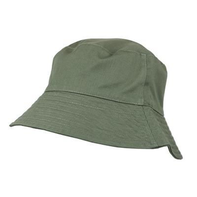 100% WASHED CHINO COTTON BUCKET HAT in Olive