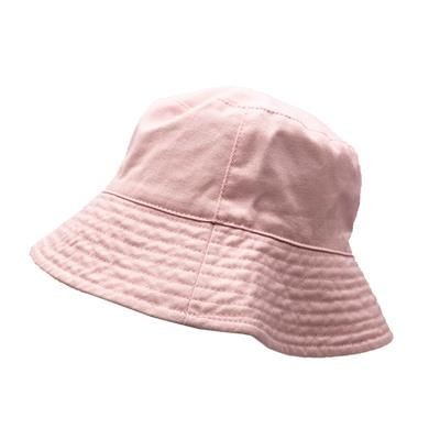 100% WASHED CHINO COTTON BUCKET HAT in Pink
