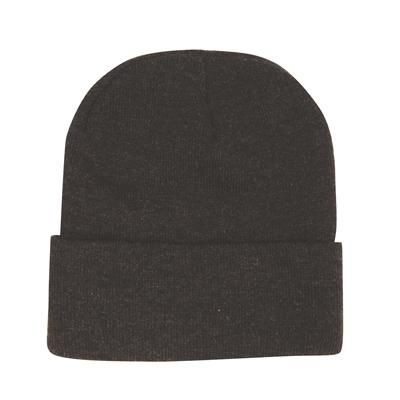 ACRYLIC GREY MARLE ROLL UP BEANIE