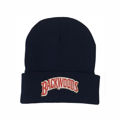 ACRYLIC KNIT CUFF BEANIE - EMBROIDERED DECO