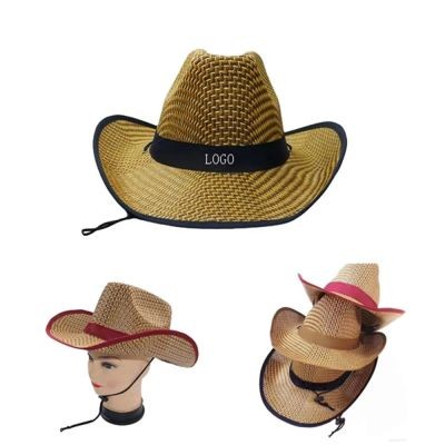 ADULT WESTERN STRAW COWBOY HAT - PROMOTIONAL CORPORATE GIFT