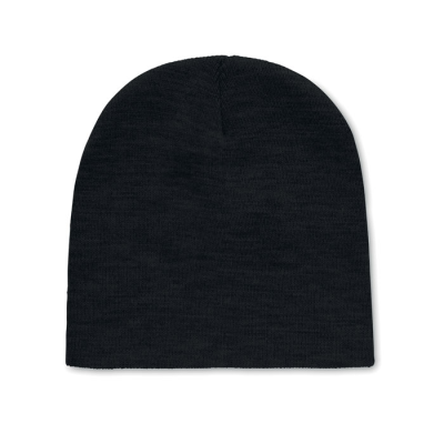 BEANIE HAT IN RPET POLYESTER in Black