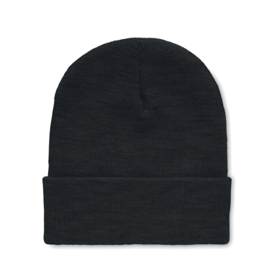 BEANIE HAT IN RPET with Cuff in Black