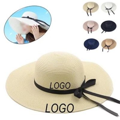 BOWKNOT WIDE BRIM STRAW HAT BEACH SUN CAP