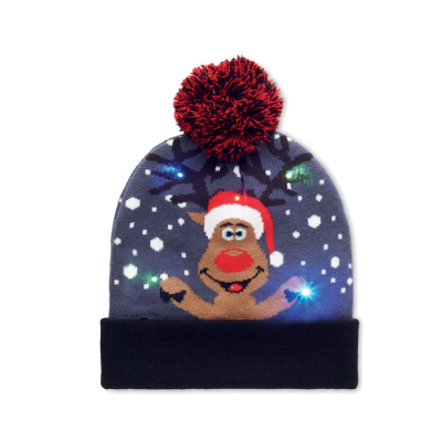 CHRISTMAS KNITTED BEANIE LED in Blue