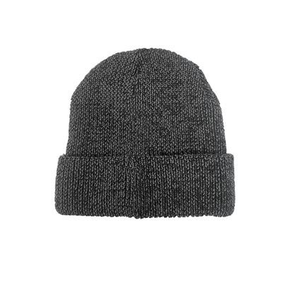 CHUNKY MARL TURN-UP BEANIE in Black