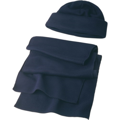 FLEECE CAP AND SCARF in Blue
