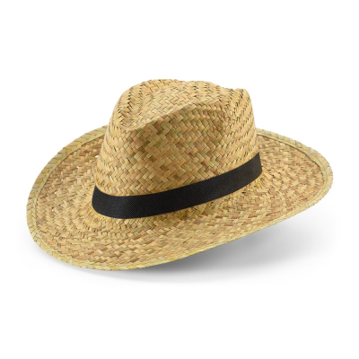 JEAN POLI NATURAL STRAW HAT in Black