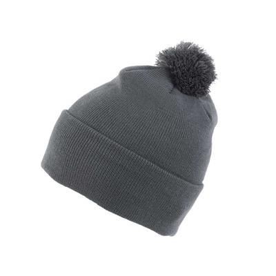 KNITTED ACRYLIC BEANIE HAT in Grey