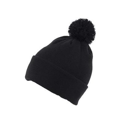 KNITTED ACRYLIC BEANIE HAT with Turn Up & Bobble to the Top