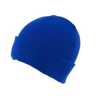 KNITTED SKI HAT with Turn Up in Royal Blue