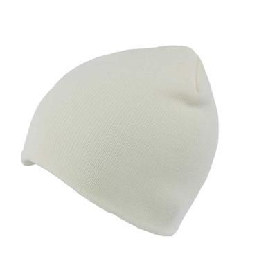 KNITTED SKI HAT WITHOUT TURN UP in Cream