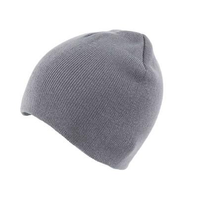 KNITTED SKI HAT WITHOUT TURN UP in Grey