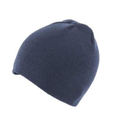 KNITTED SKI HAT WITHOUT TURN UP in Navy Blue