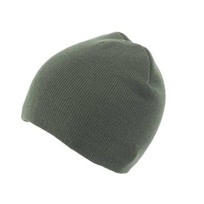 KNITTED SKI HAT WITHOUT TURN UP in Olive