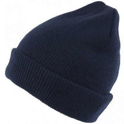 LINED KNITTED SKI HAT in Navy Blue