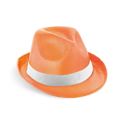 MANOLO POLI HAT in PP with White Polyester Ribbon in Orange