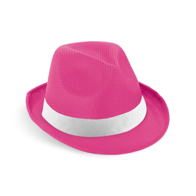 MANOLO POLI HAT in PP with White Polyester Ribbon in Pink