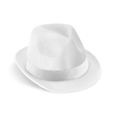 MANOLO POLI HAT in PP with White Polyester Ribbon in White
