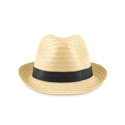 PAPER STRAW HAT in Black