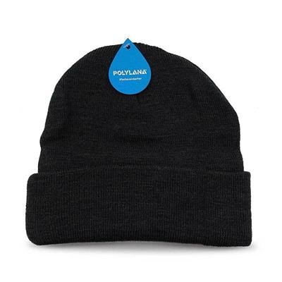 POLYANA FIBRE BEANIE with Turn Up 60% Polylana & 40% Acrylic Yarn in Black Eco