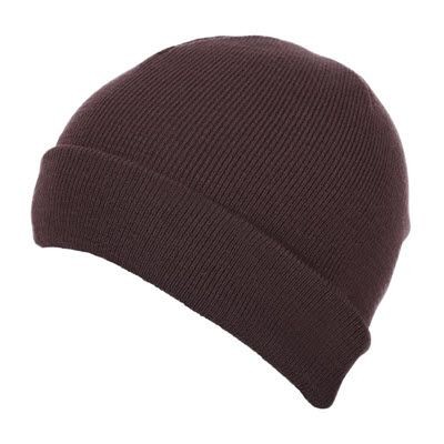 PREMIUM CIRCULAR KNIT 100% ACRYLIC BEANIE HAT in Brown