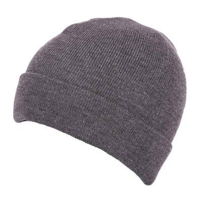 PREMIUM CIRCULAR KNIT 100% ACRYLIC BEANIE HAT in Grey
