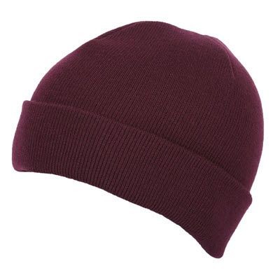 PREMIUM CIRCULAR KNIT 100% ACRYLIC BEANIE HAT in Maroon
