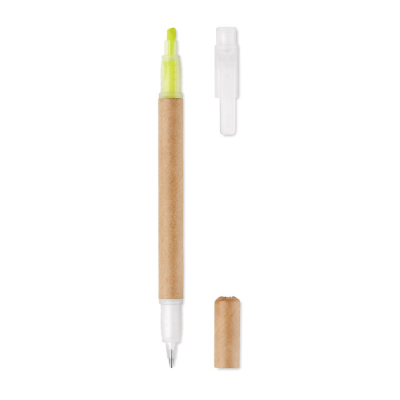 2 in 1 Carton Pen Highlighter in Yellow