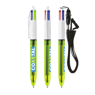 BIC® 4 COLOURS® FLUO with Lanyard Ball Pen