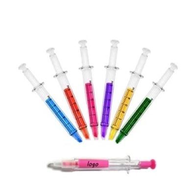 SYRINGE HIGHLIGHTERS NEON FLUORESCENT NEEDLE WATERCOLOR PEN - PROMOTIONAL CORPORATE GIFT