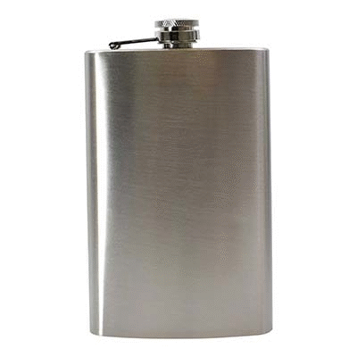 10 OZ HIP FLASK in Silver Stainless Steel Metal