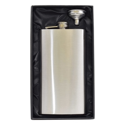 12OZ HIP FLASK in Silver with Stock Box