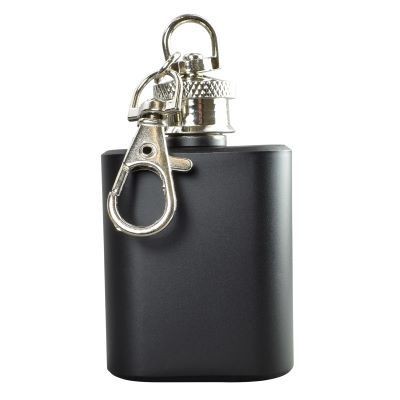 1OZ KEYRING HIP FLASK in Black