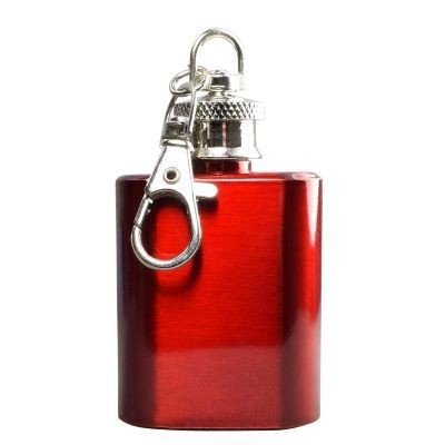1OZ KEYRING HIP FLASK in Red