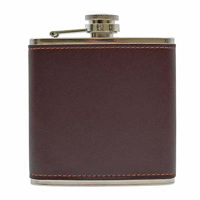 6OZ LEATHER HIP FLASK in Tan