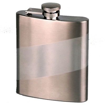 8OZ SASH SILVER STAINLESS STEEL METAL HIP FLASK