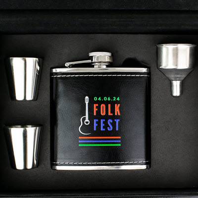 LUXURY HIP FLASK GIFT SET in Black