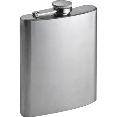 SILVER STAINLESS STEEL METAL HIP FLASK