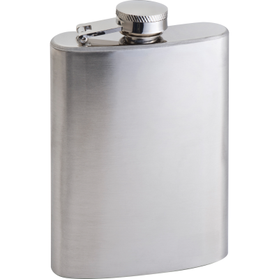 SILVER STAINLESS STEEL METAL HIP FLASK