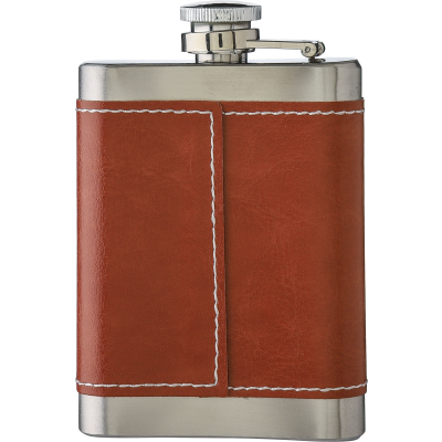 STAINLESS STEEL METAL HIP FLASK (100ML) in Brown