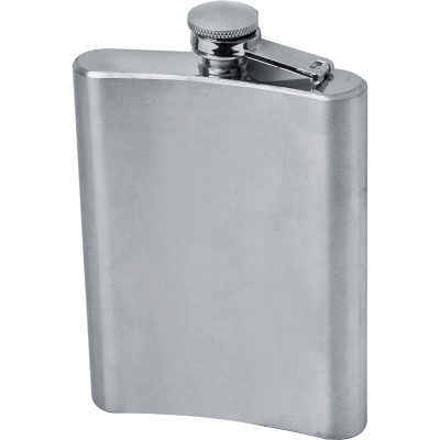 STAINLESS STEEL METAL HIP FLASK KANSAS CITY in Silver Grey 