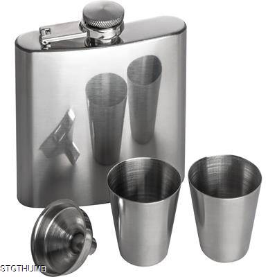STAINLESS STELL HIP FLASK SET with 2 Liquor Cup